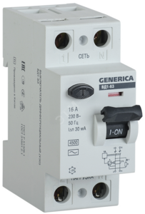 УЗО 2п 63А/30мА GENERICA  я01, 2265