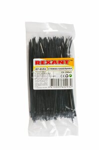 Хомут кабеля 2,5х150 (100шт) черный REXANT, 2774