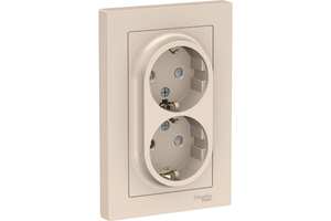 Розетка 2СП евро Атлас бежевый з/ш Schneider Electric      , 7856